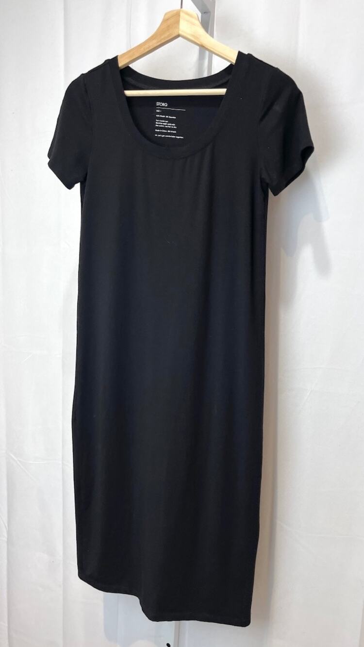 STORQ Size 1 US XS Maternity Postpartum T Shirt Dress Short Sleeve Stretch Black